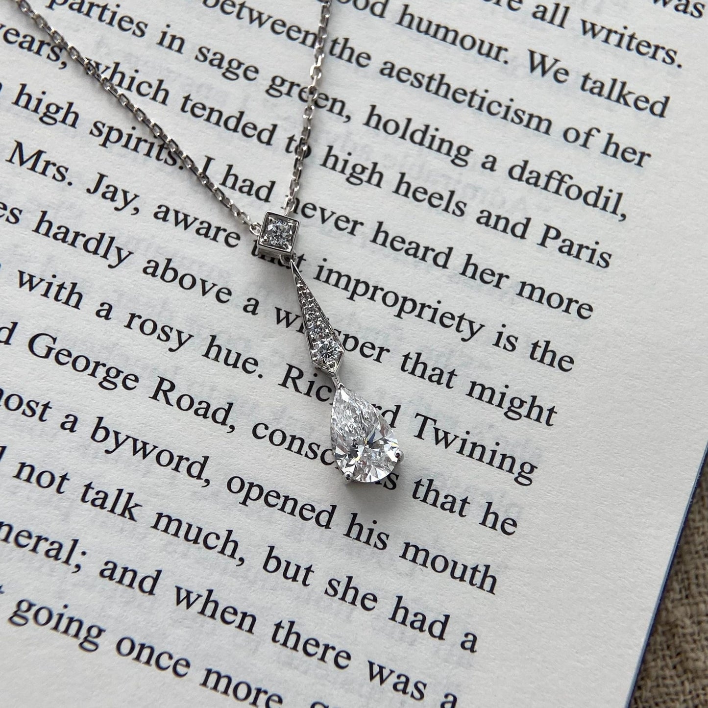 Teardrop Necklace with 1.01 TCW Pear Cut Moissanite