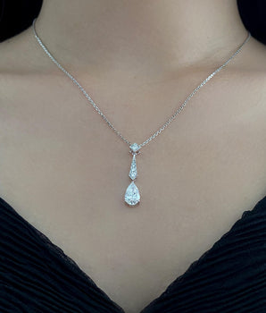Teardrop Necklace with 1.01 TCW Pear Cut Moissanite