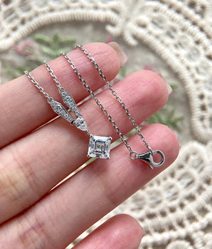 Cluster Necklace with 1.0 TCW Asscher Cut Moissanite