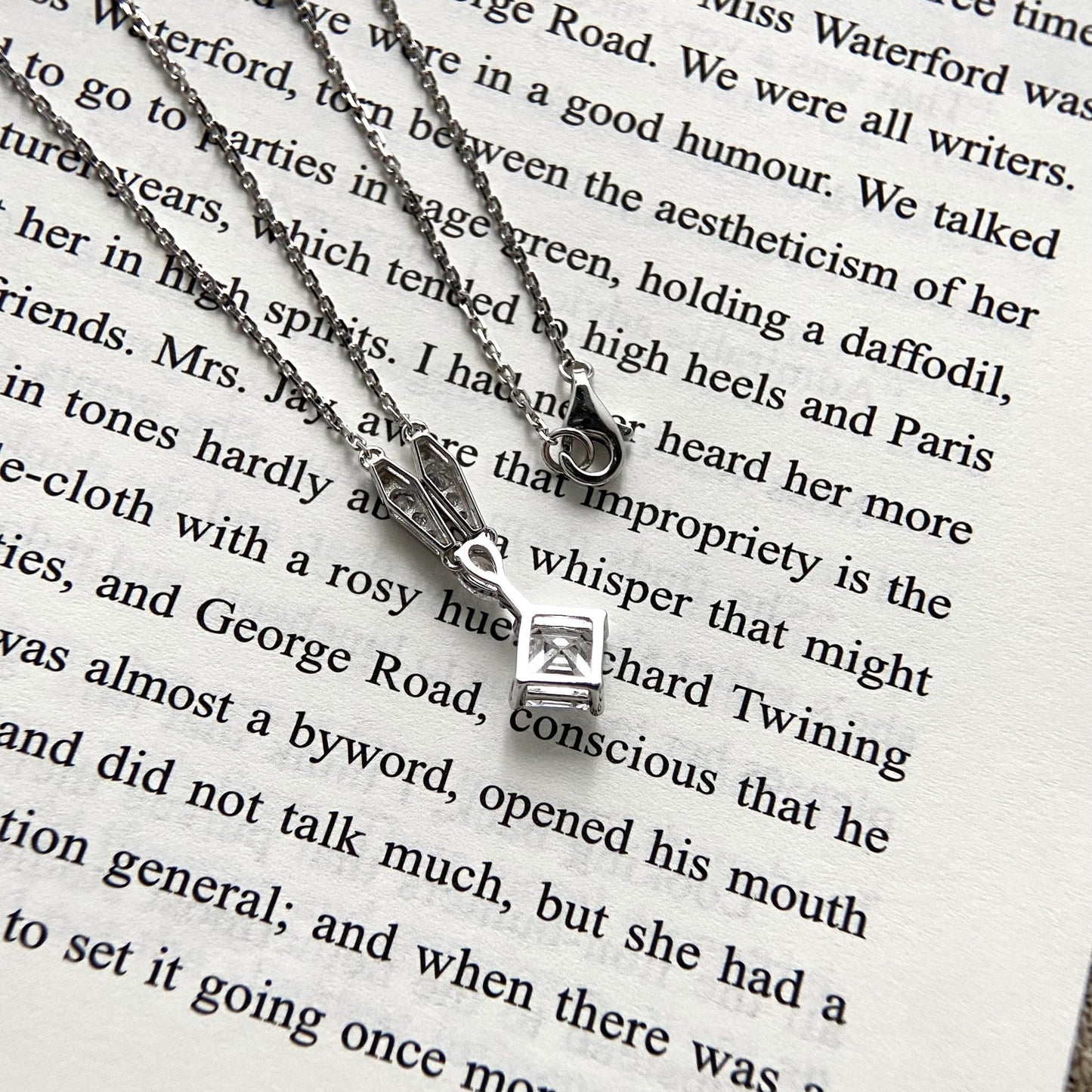 Cluster Necklace with 1.0 TCW Asscher Cut Moissanite