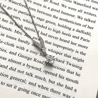 Cluster Necklace with 1.0 TCW Asscher Cut Moissanite