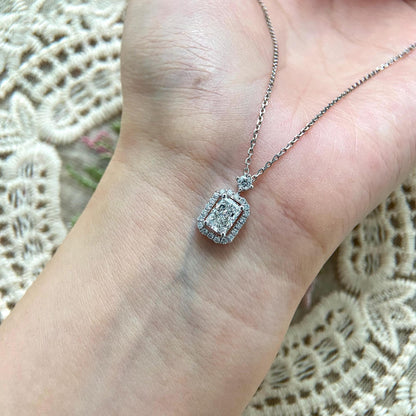 Halo Necklace with 1.0 TCW Radiant Cut Moissanite