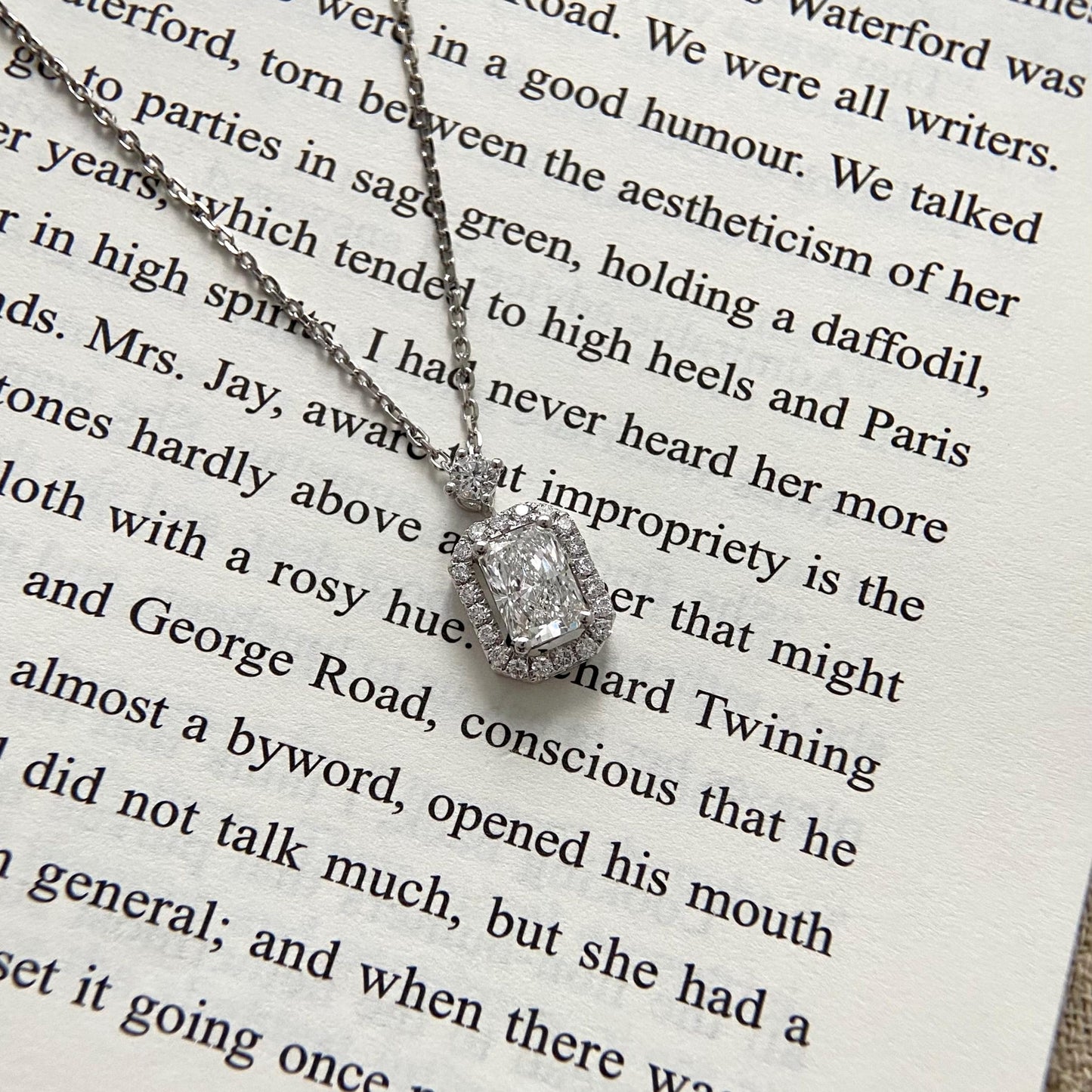 Halo Necklace with 1.0 TCW Radiant Cut Moissanite