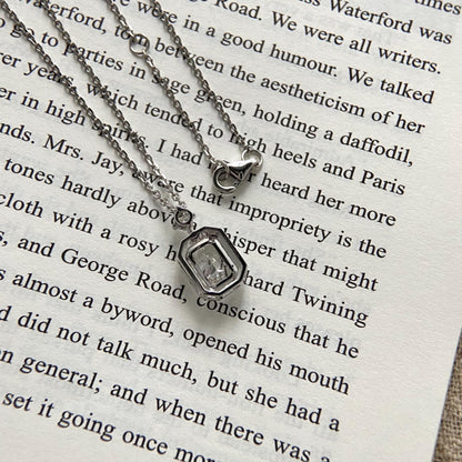 Halo Necklace with 1.0 TCW Radiant Cut Moissanite