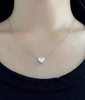Solitaire Necklace with 1.5 TCW Heart Cut Moissanite