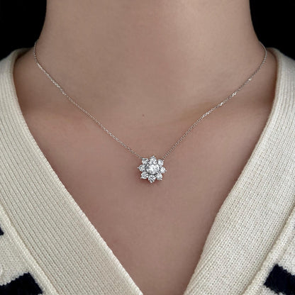 Halo Necklace with 1.0 TCW Round Cut Moissanite