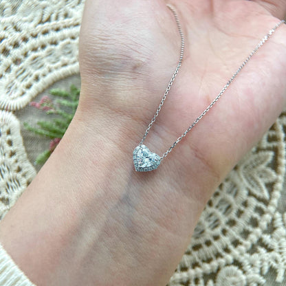 Halo Necklace with 0.5 TCW Heart Cut Moissanite