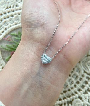 Halo Necklace with 0.5 TCW Heart Cut Moissanite