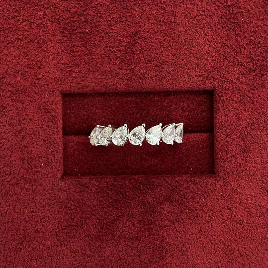 1.40 TCW Pear Half Eternity Lab Grown Diamond Wedding Band