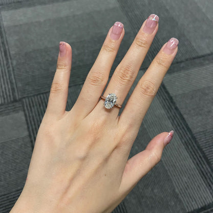 3.0 CT Oval D/VS1 CVD Diamond Solitaire Engagement Ring