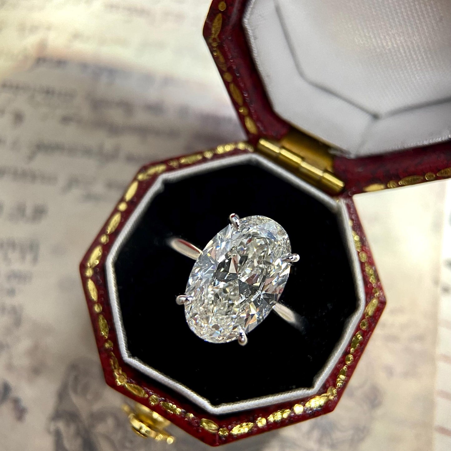 3.0 CT Oval D/VS1 CVD Diamond Solitaire Engagement Ring