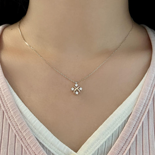 Cluster Necklace with 0.25 TCW Round Cut Moissanite