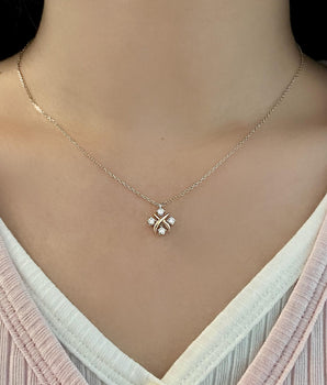 Cluster Necklace with 0.25 TCW Round Cut Moissanite