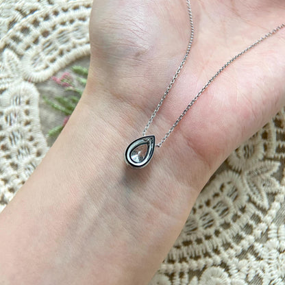 Halo Necklace with 1.0 TCW Pear Cut Moissanite