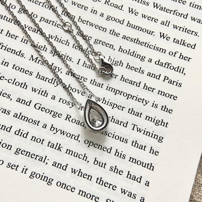 Halo Necklace with 1.0 TCW Pear Cut Moissanite