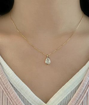 Bezel Necklace with 1.0 TCW Pear Cut Moissanite