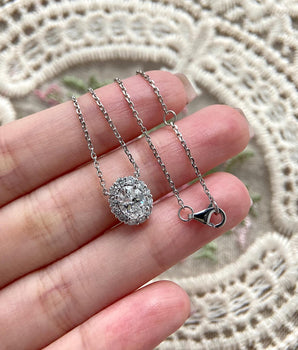 Halo Necklace with 1.0 TCW Round Cut Moissanite
