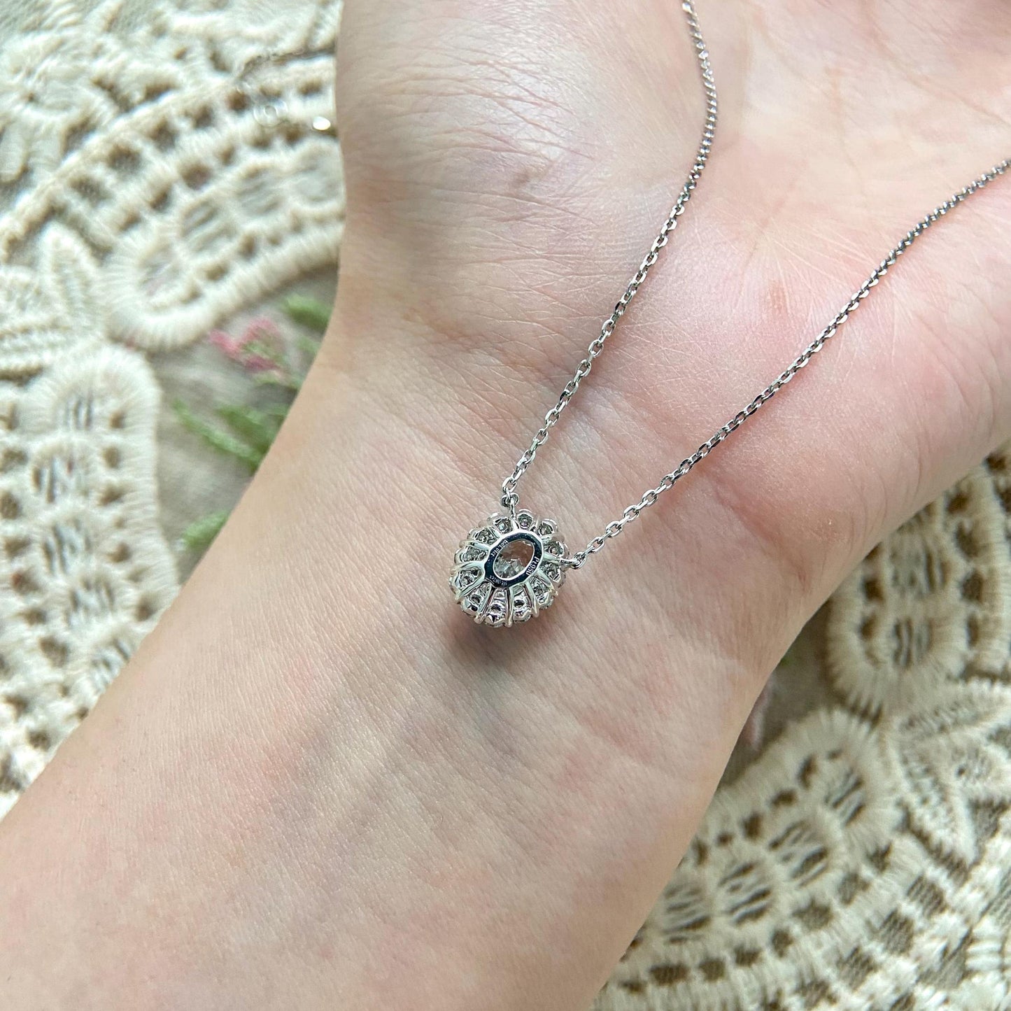 Halo Necklace with 1.0 TCW Round Cut Moissanite