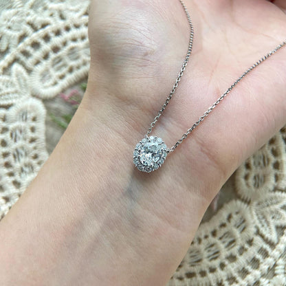 Halo Necklace with 1.0 TCW Round Cut Moissanite