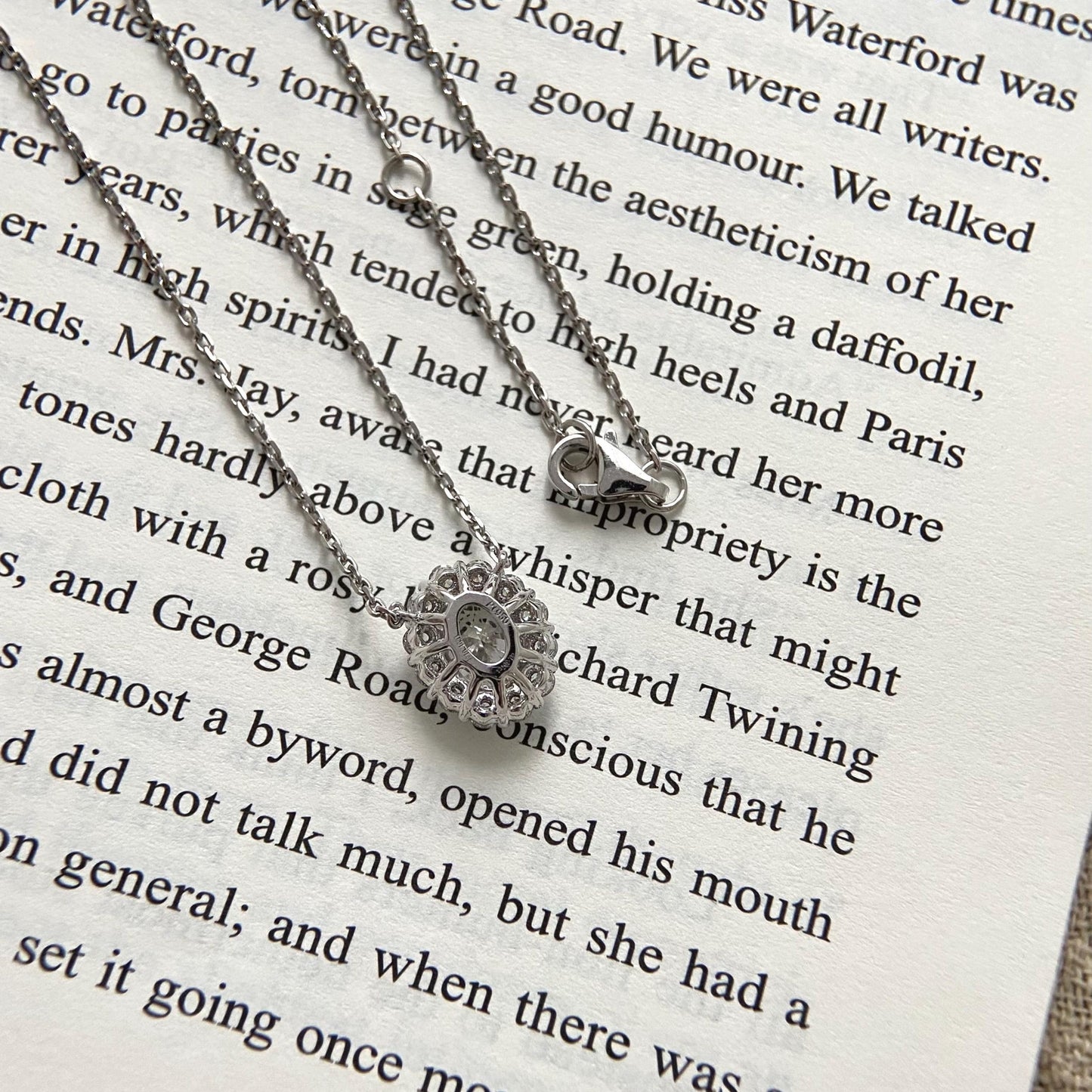 Halo Necklace with 1.0 TCW Round Cut Moissanite