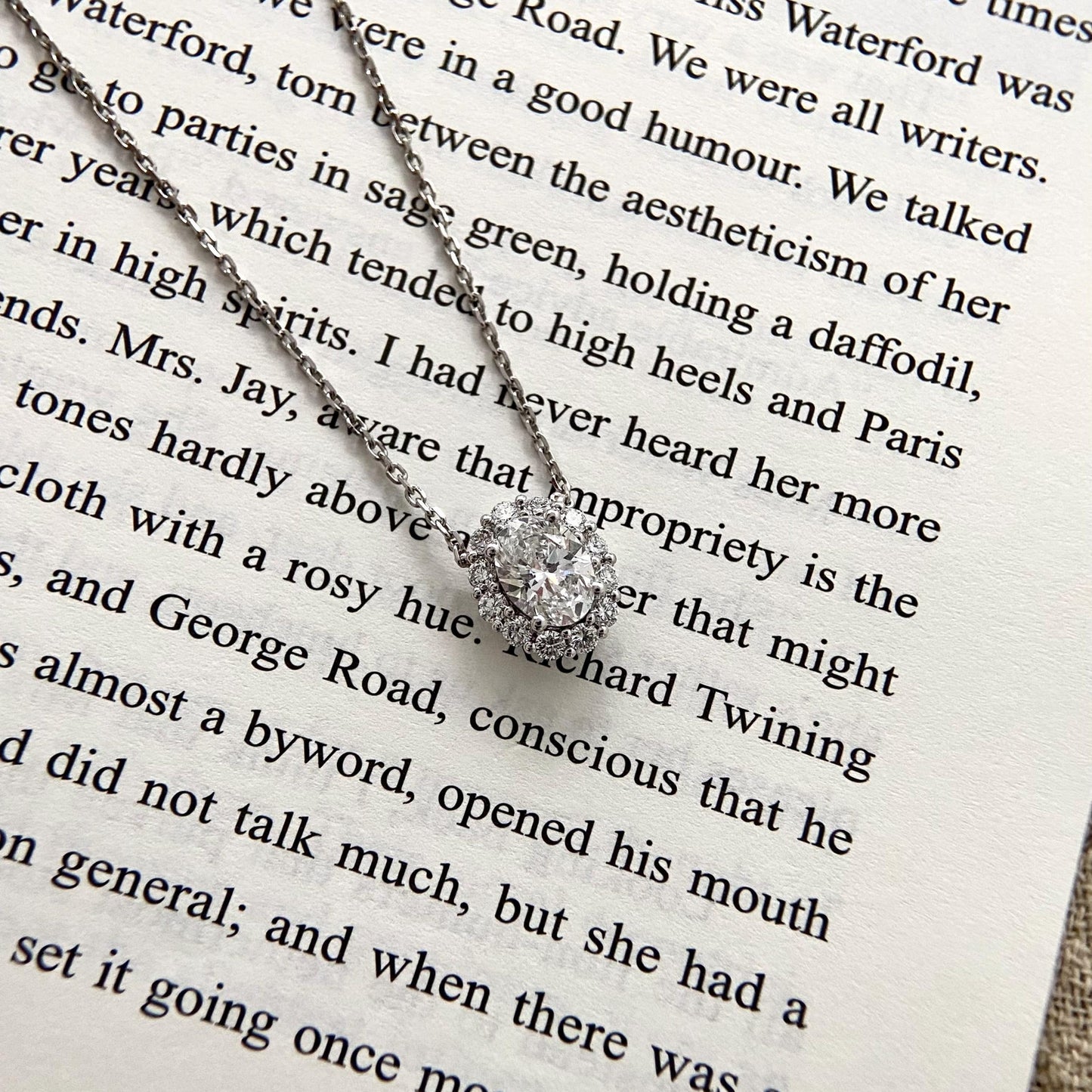 Halo Necklace with 1.0 TCW Round Cut Moissanite