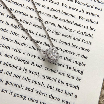 Halo Necklace with 1.0 TCW Round Cut Moissanite