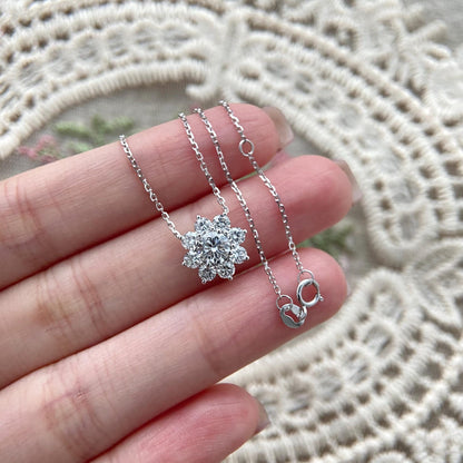 Halo Necklace with 1.0 TCW Round Cut Moissanite