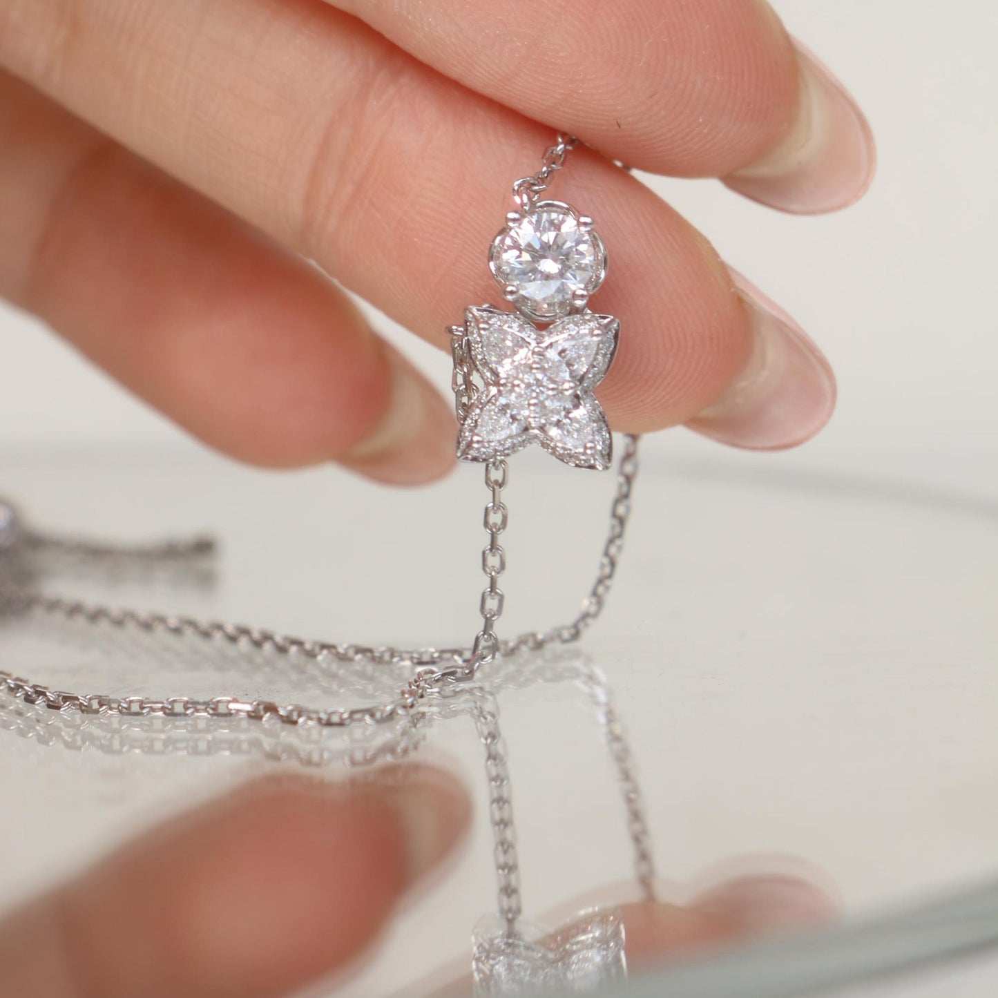 Heart Necklace with 0.3 TCW Round Cut Moissanite