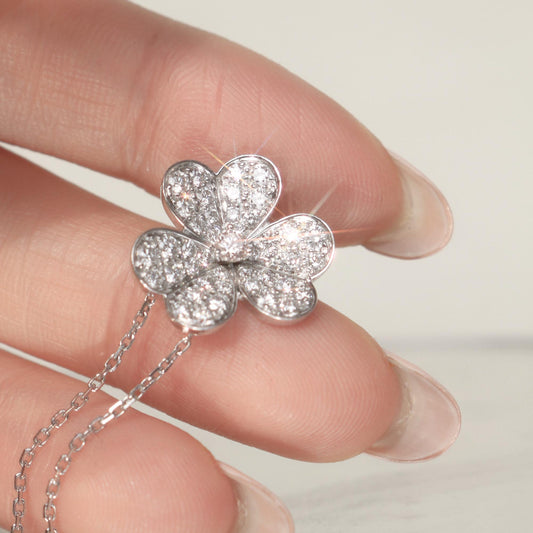Flower Necklace with 0.07 TCW Round Cut Moissanite