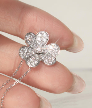 Flower Necklace with 0.07 TCW Round Cut Moissanite