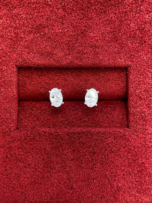 Solitaire Stud Earrings with 0.4 TCW Oval  Cut Moissanite