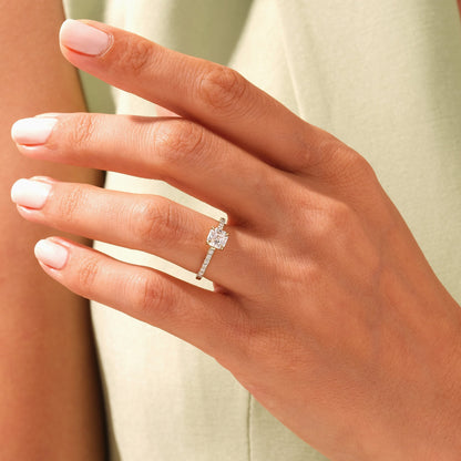 Pave Setting Ring with 1.0 CT Asscher Moissanite