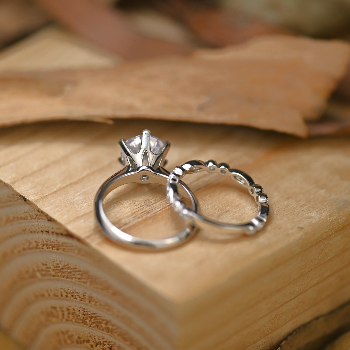 Solitaire Bridal Ring Set with 1.50 CT Round Cut Moissanite