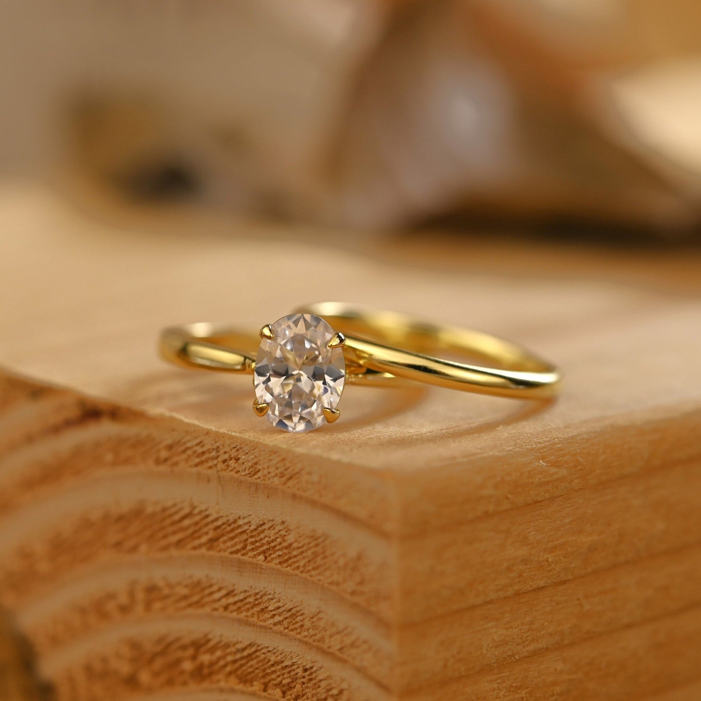 Solitaire Bridal Ring Set with 1.0 CT Oval Cut Moissanite