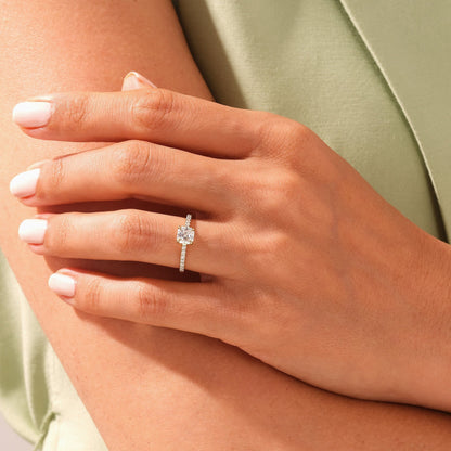 Pave Setting Ring with 1.0 CT Asscher Moissanite