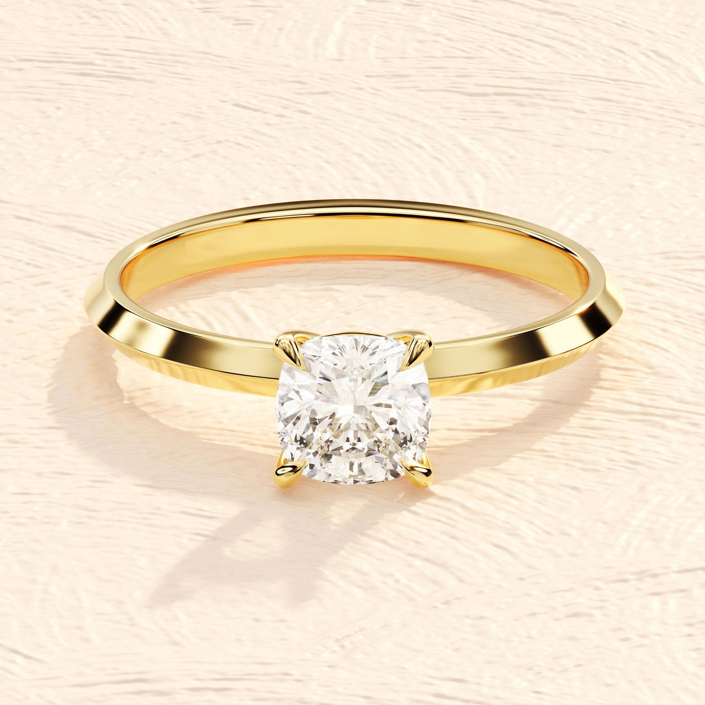 Solitaire Ring with 1.50 CT Cushion Moissanite