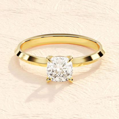 Solitaire Ring with 1.50 CT Cushion Moissanite