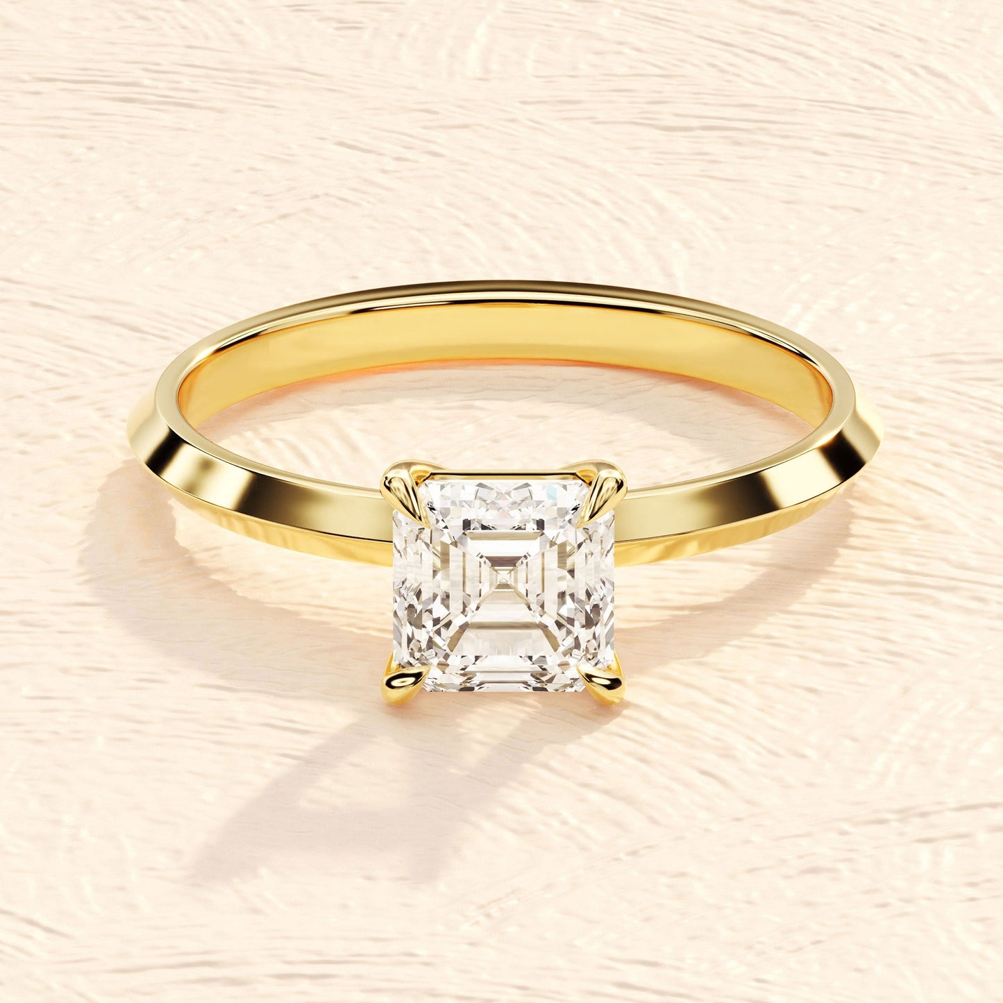 Solitaire Ring with 1.50 CT Asscher Moissanite
