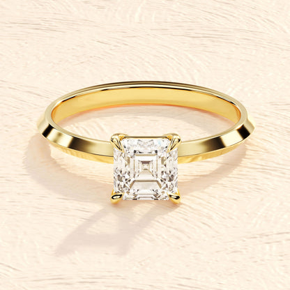 Solitaire Ring with 1.50 CT Asscher Moissanite