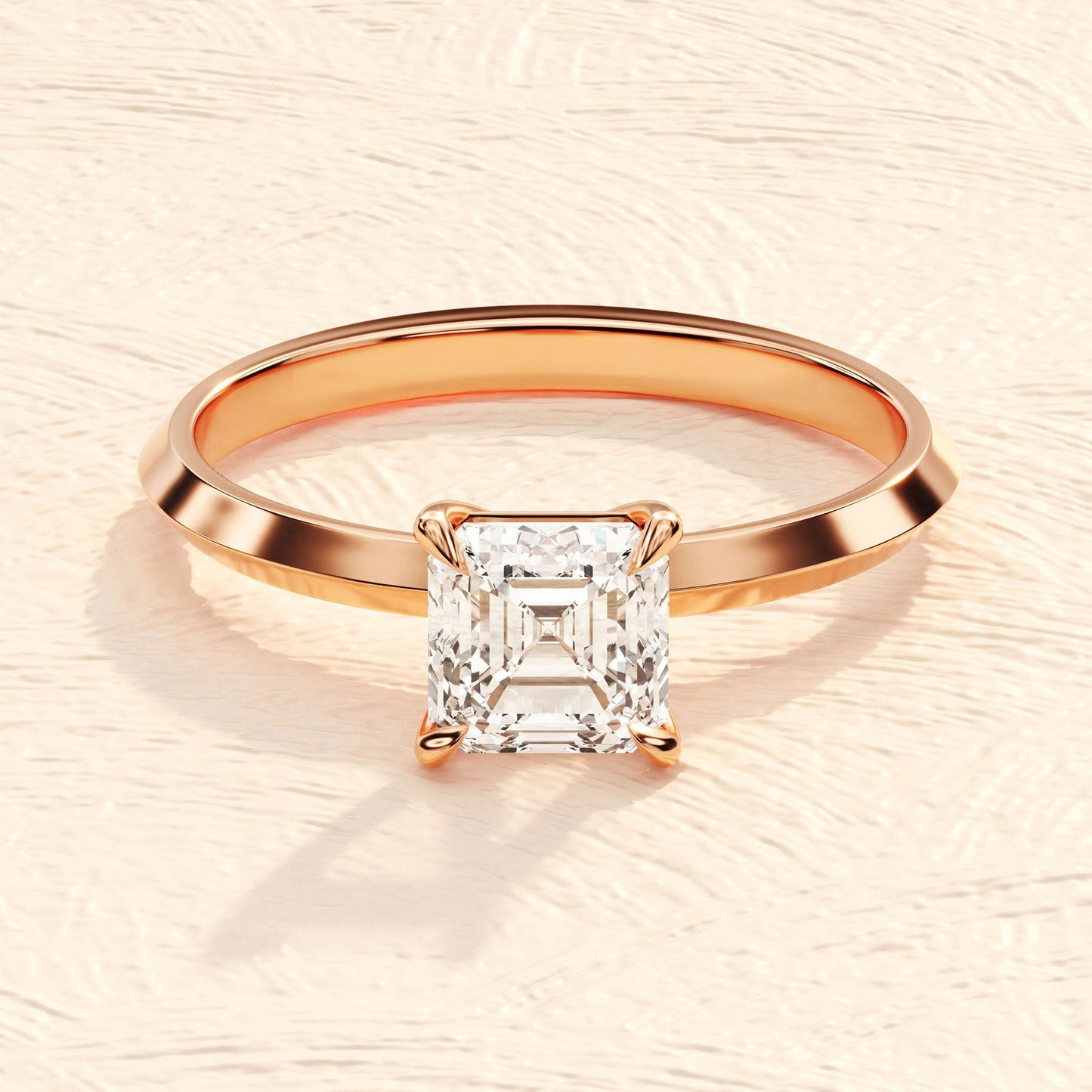 Solitaire Ring with 1.50 CT Asscher Moissanite