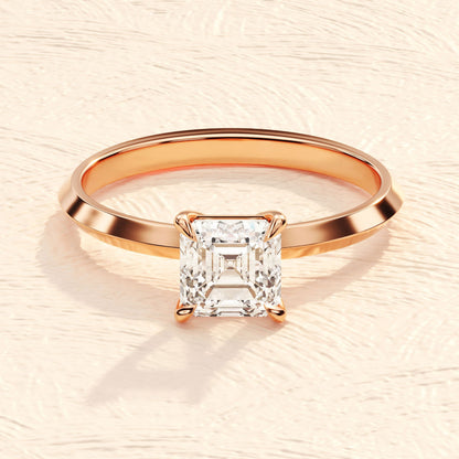 Solitaire Ring with 1.50 CT Asscher Moissanite