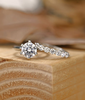 Solitaire Bridal Ring Set with 1.0 CT Round Cut Moissanite