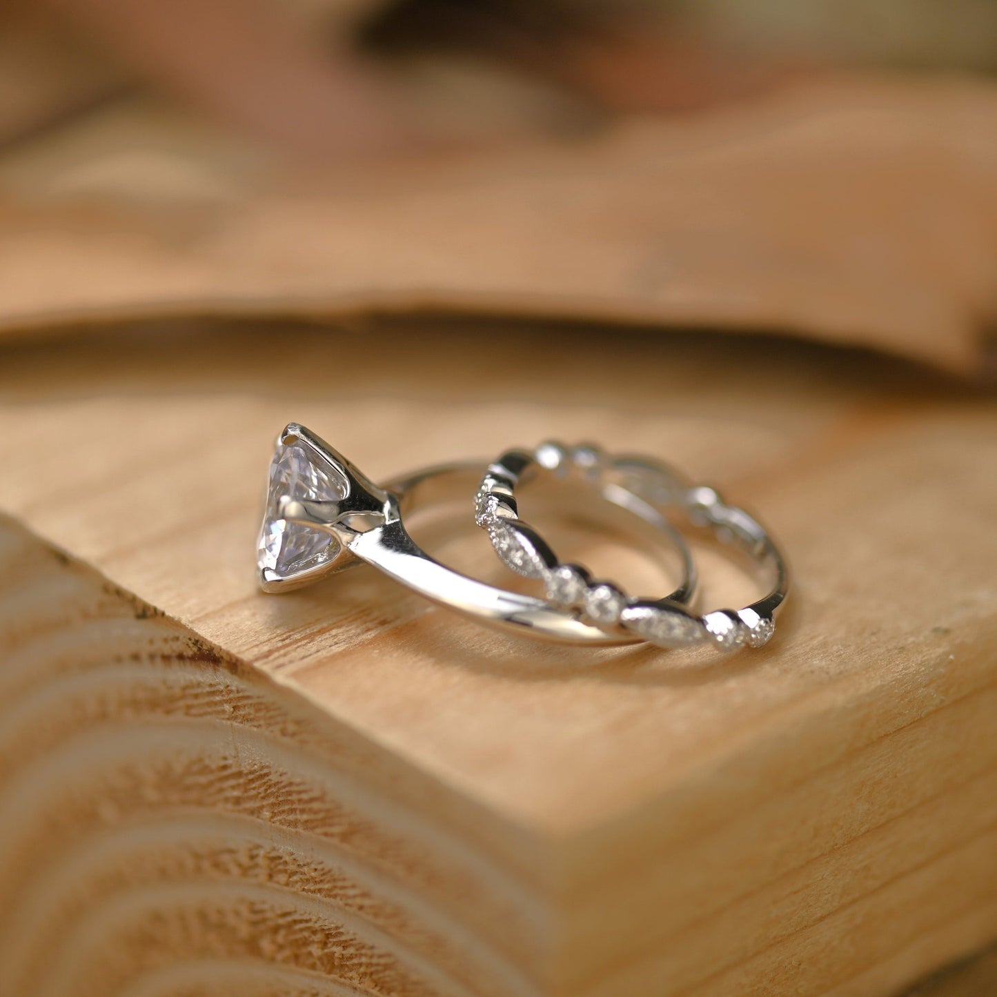 Solitaire Bridal Ring Set with 1.50 CT Round Cut Moissanite