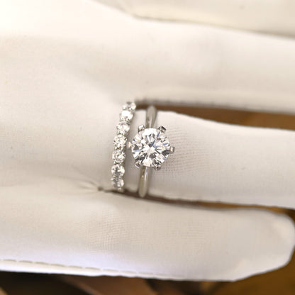 Solitaire Bridal Ring Set with 1.0 CT Round Cut Moissanite