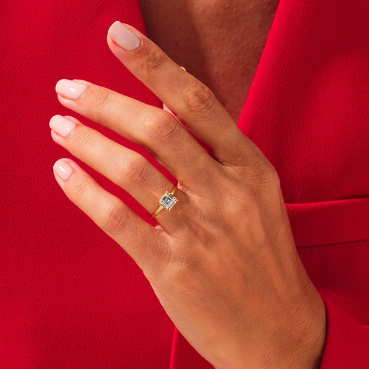 Solitaire Ring with 1.50 CT Asscher Moissanite
