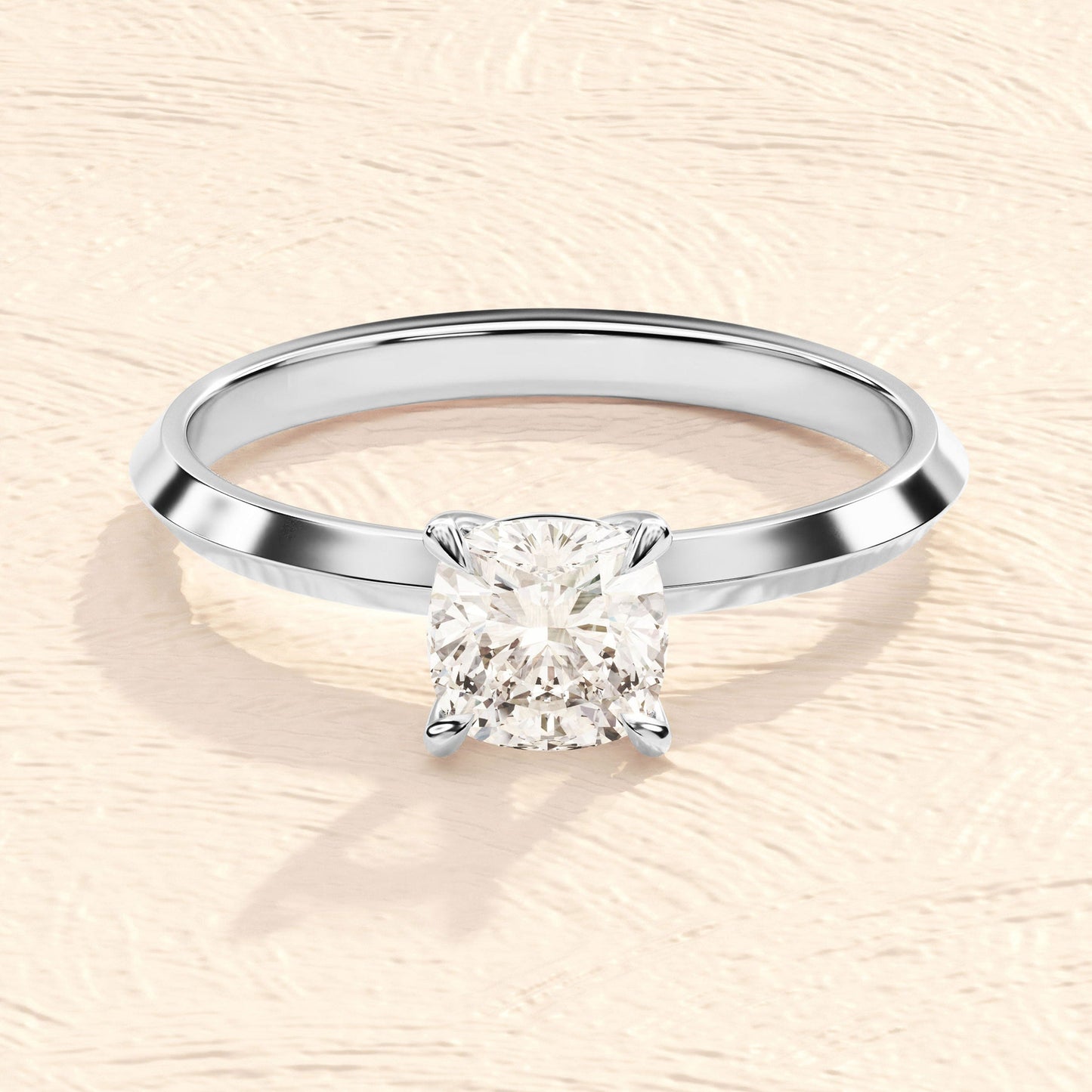 Solitaire Ring with 1.50 CT Cushion Moissanite