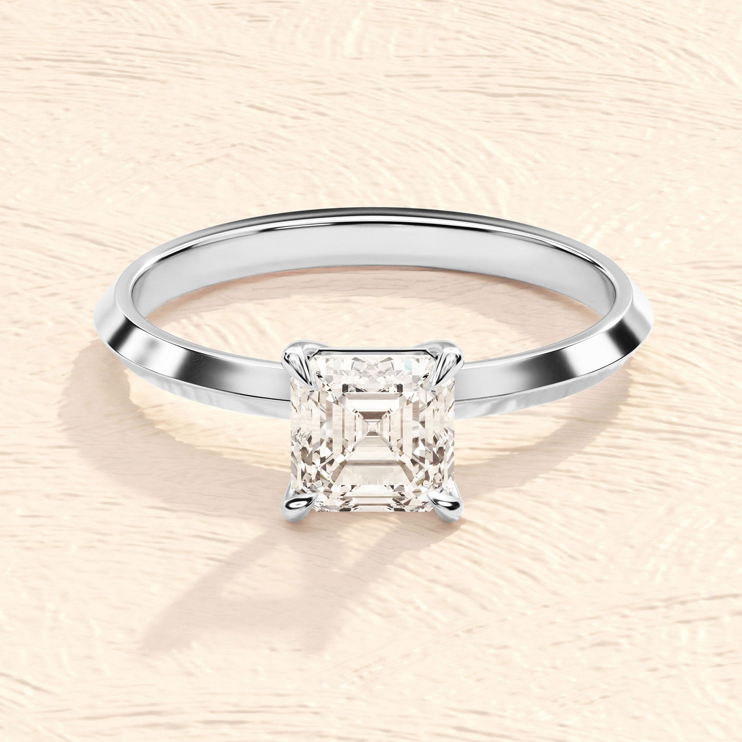 Solitaire Ring with 1.50 CT Asscher Moissanite