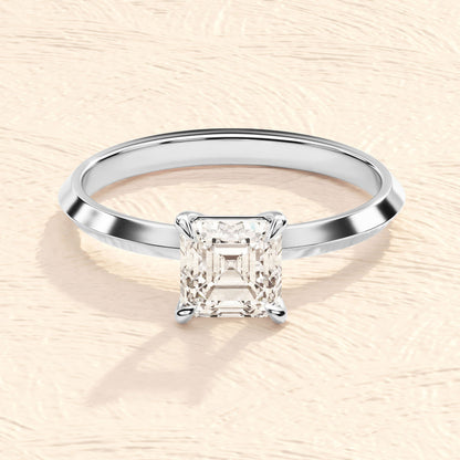 Solitaire Ring with 1.50 CT Asscher Moissanite