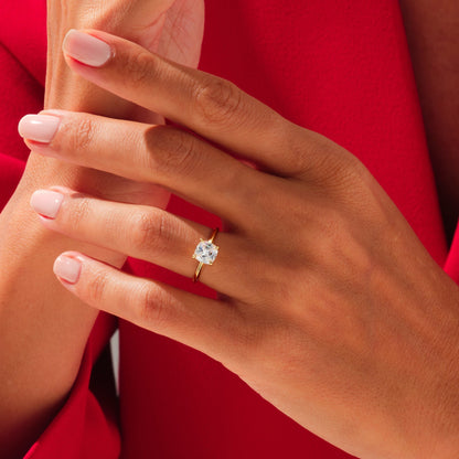 Solitaire Ring with 1.50 CT Cushion Moissanite