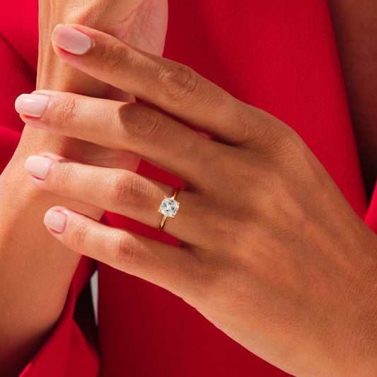 Solitaire Ring with 1.50 CT Cushion Moissanite
